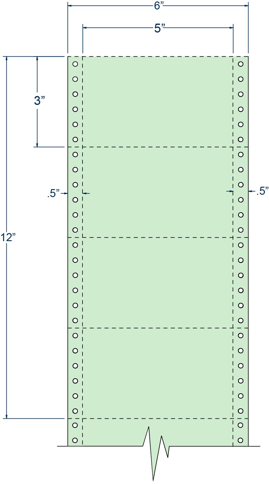Compulabel 210306, Continuous 5 X 3 Green Index Card Pin Fed