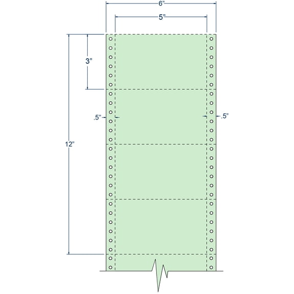 Compulabel 210306, Continuous 5 X 3 Green Index Card Pin Fed