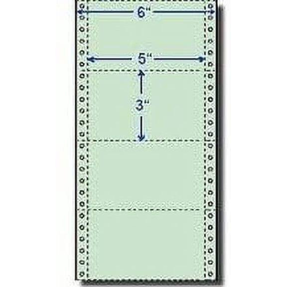 Compulabel 210306 Green, 1 Across, Continuous, Pin Feed Cards for Dot Matrix Printer, 5 x 3