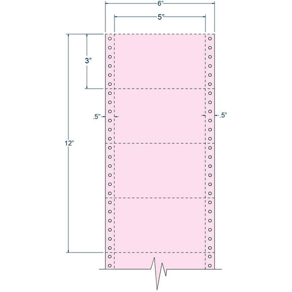 Compulabel 210352, Continuous 5 X 3 Pink Index Card Pin Fed