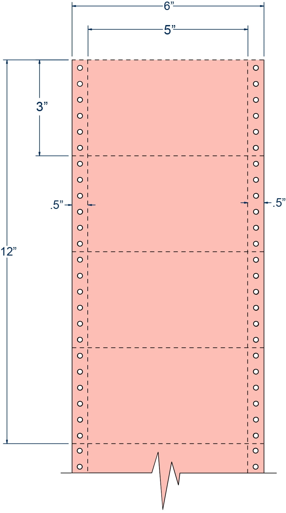 Compulabel 210407, Continuous 5 X 3 Salmon Index Card Pin Fed