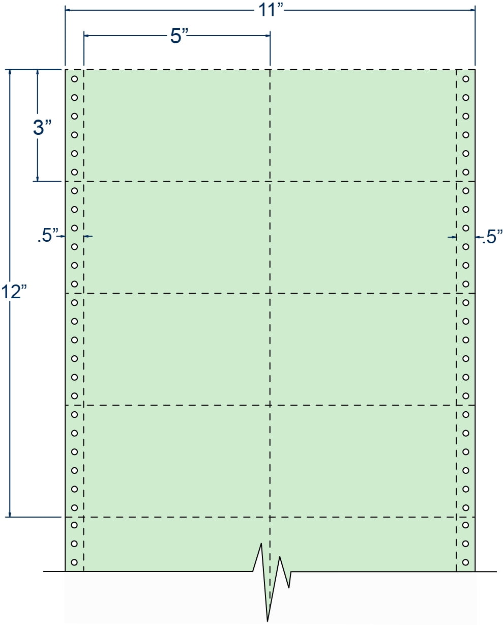 Compulabel 210600, Continuous Green Index Card 5 X 3 Pin Fed 2 Wide