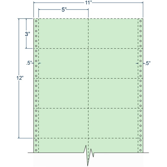 Compulabel 210600, Continuous Green Index Card 5 X 3 Pin Fed 2 Wide