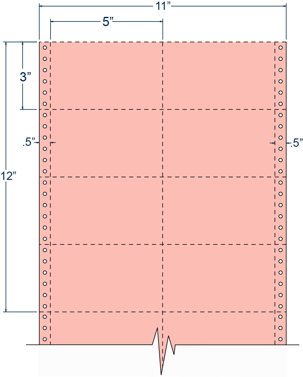 Compulabel 210701, Continuous Salmon Index Card 5 X 3Pin Fed 2 Wide