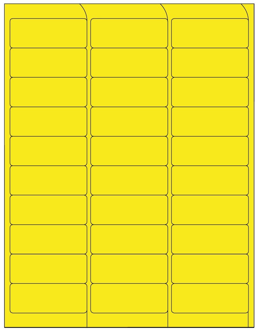 Compulabel 311152 Fluorescent Yellow Address Labels for Laser Printers, 2 5/8 x 1 Inch, Permanent Adhesive, 30 per Sheet, 100 Sheets per Carton