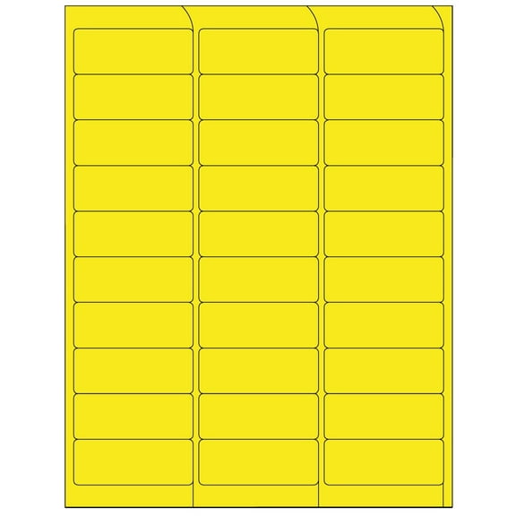 Compulabel 311152 Fluorescent Yellow Address Labels for Laser Printers, 2 5/8 x 1 Inch, Permanent Adhesive, 30 per Sheet, 100 Sheets per Carton