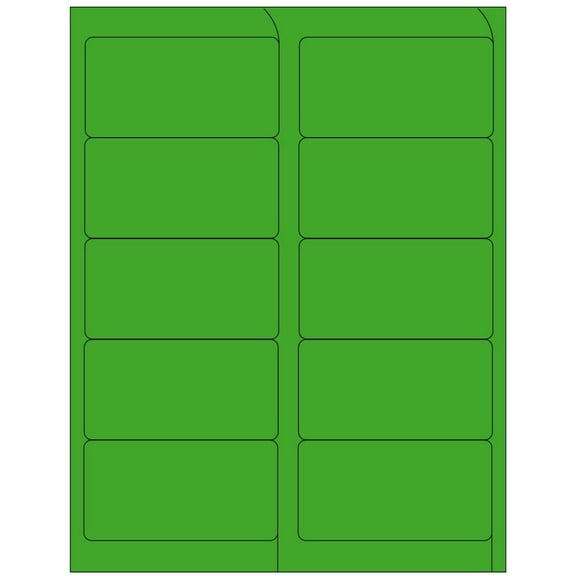 Compulabel 312142 Fluorescent Green Address Labels for Laser Printers, 4 x 2 Inch, Permanent Adhesive, 10 per Sheet, 100 Sheets per Carton