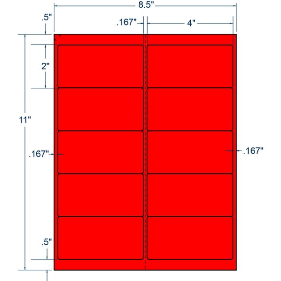 Compulabel 312175, 4" x 2" Laser FL Red Shipping Labels (100 Sheets) Comparable to Avery® 5523™