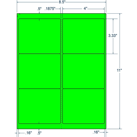 Compulabel 340143, 4" x 3-1/3" Laser FL Green Shipping Labels (1000 Sheets) Comparable to Avery® 5164™