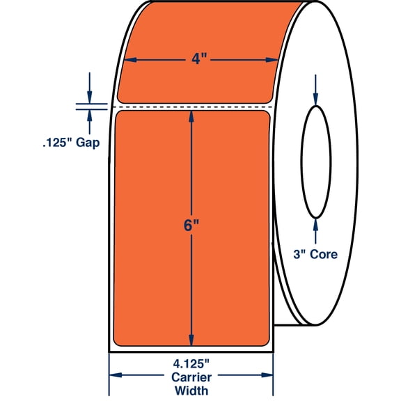 Compulabel 520229, 4" x 6" Orange Direct Thermal Labels