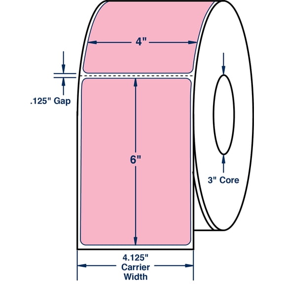 Compulabel 520251, 4" x 6" Pastel Pink Direct Thermal Labels