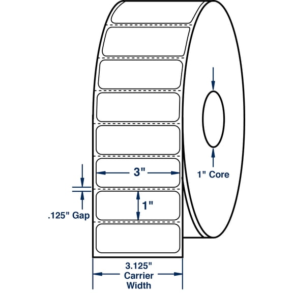 Compulabel 530638, 3" x 1" Direct Thermal Labels