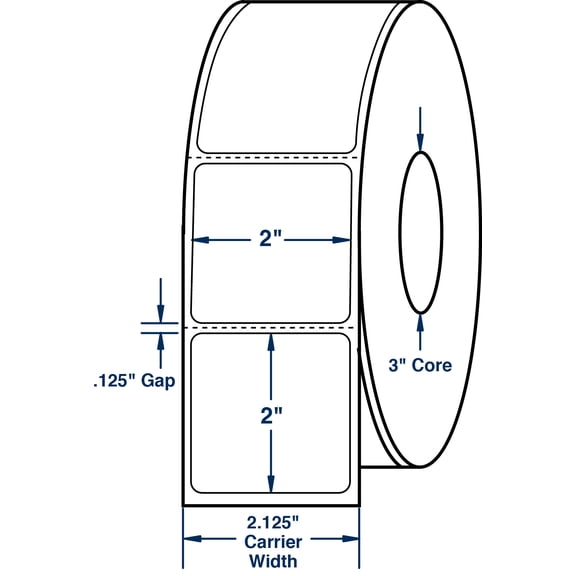 Compulabel 530730, 2" x 2" Direct Thermal Labels