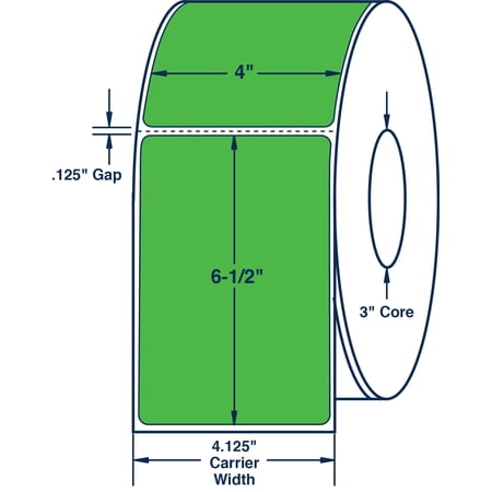 Compulabel 610051, 4" x 6-1/2" FL Green Thermal Transfer Labels
