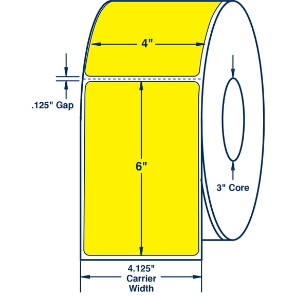 Compulabel 610124, 4" x 6" Yellow Thermal Transfer Labels