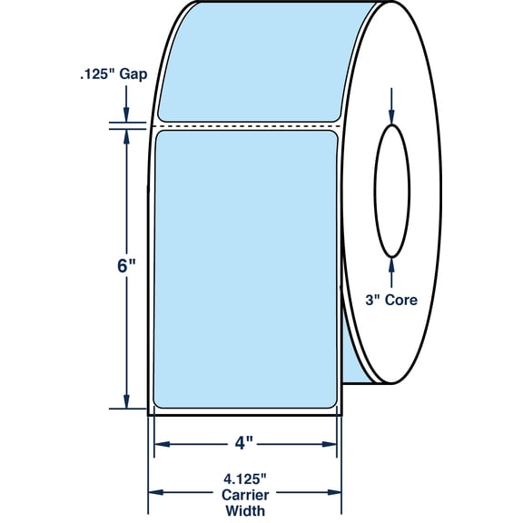 Compulabel 640067, 4" x 6" Pastel Blue Thermal Transfer Labels