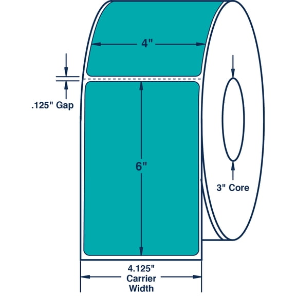 Compulabel 640102, 4" x 6" Blue Thermal Transfer Labels