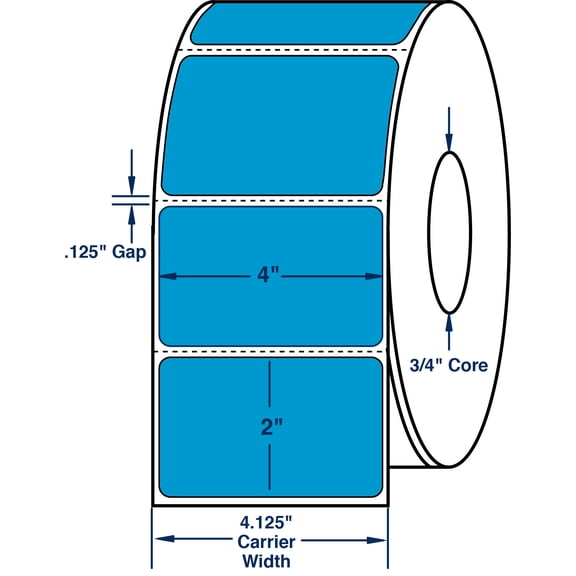 Compulabel 640179, 4" x 2" FL Blue Thermal Transfer Labels