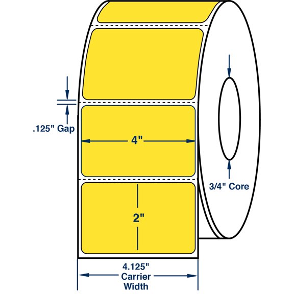Compulabel 640201, 4" x 2" FL Yellow Thermal Transfer Labels