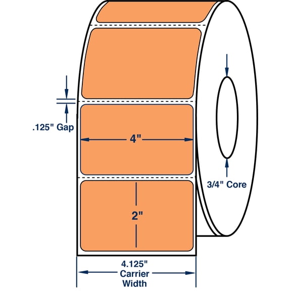 Compulabel 640212, 4" x 2" FL Orange Thermal Transfer Labels