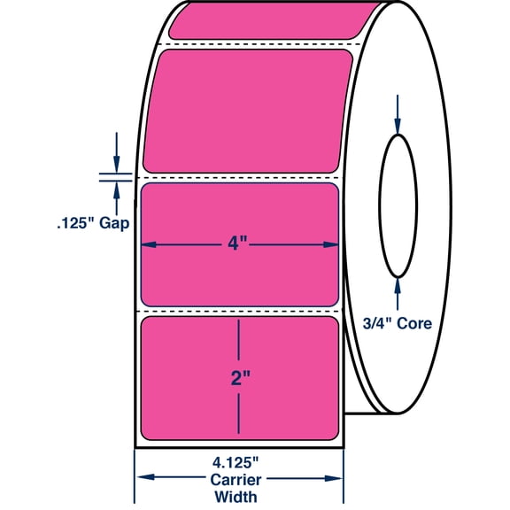 Compulabel 640234, 4" x 2" FL Pink Thermal Transfer Labels