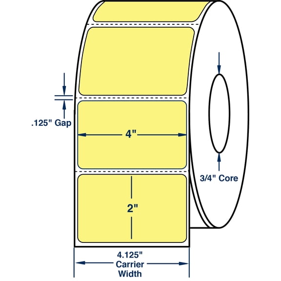 Compulabel 640245, 4" x 2" Pastel Yellow Thermal Transfer Labels