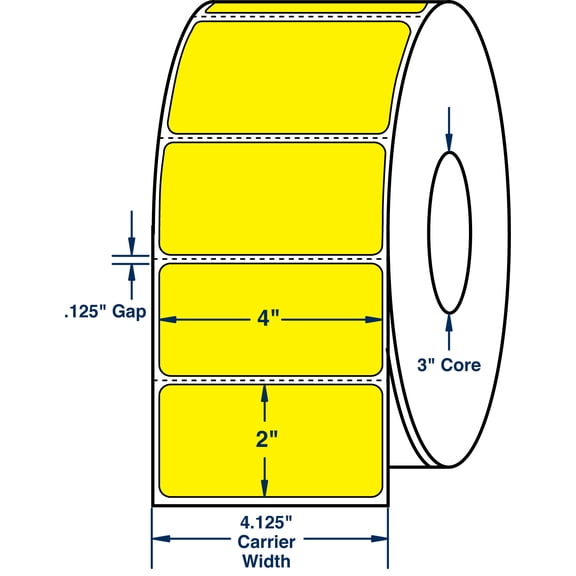 Compulabel 640256, 4" x 2" Yellow Thermal Transfer Labels