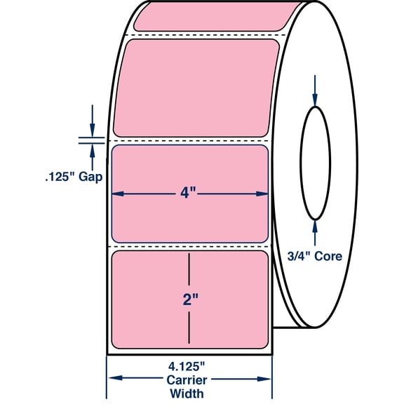 Compulabel 640267, 4" x 2" Pastel Pink Thermal Transfer Labels