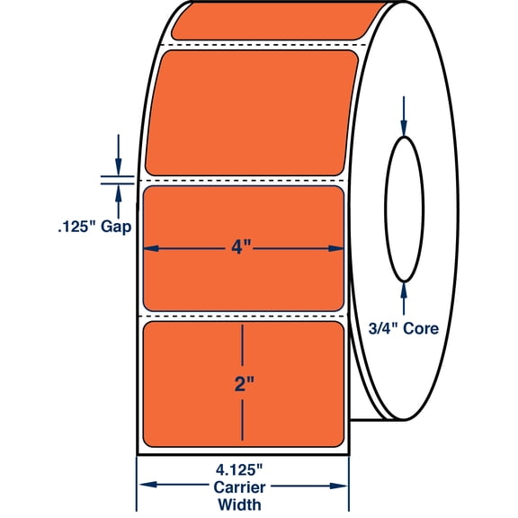 Compulabel 640289, 4" x 2" Orange Thermal Transfer Labels