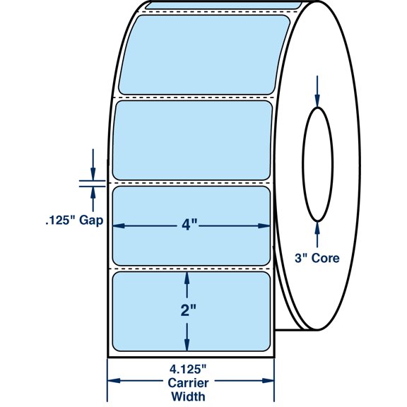 Compulabel 640300, 4" x 2" Pastel Blue Thermal Transfer Labels