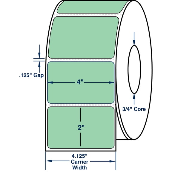 Compulabel 640311, 4" x 2" Pastel Green Thermal Transfer Labels
