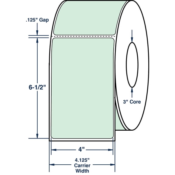 Compulabel 640506, 4" x 6-1/2" Pastel Green Thermal Transfer Labels