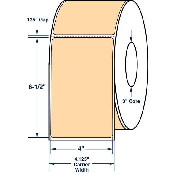 Compulabel 640528, 4" x 6-1/2" Pastel Orange Thermal Transfer Labels