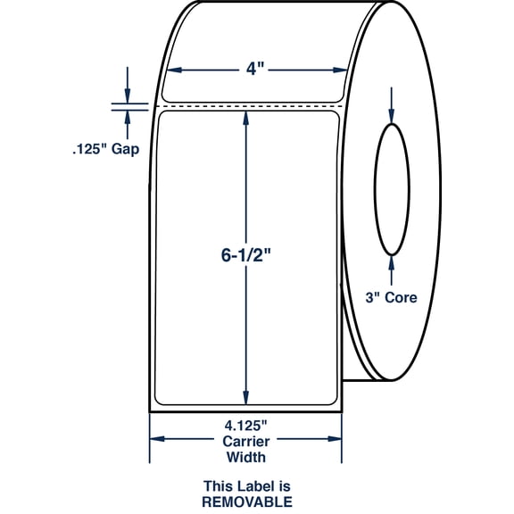 Compulabel 642600, 4" x 6-1/2" Thermal Transfer Labels With Removable Adhesive