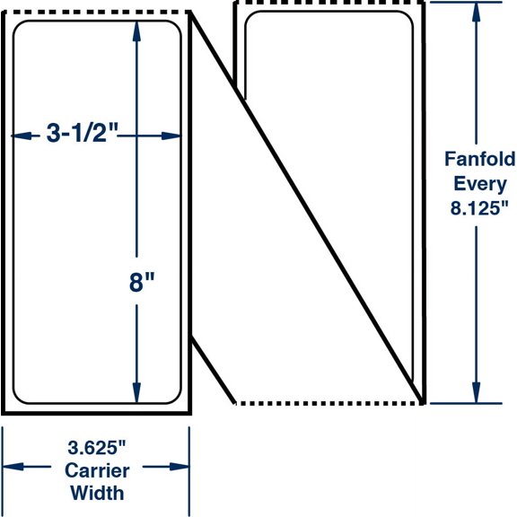 Compulabel 670757, 3-1/2" x 8" Thermal Transfer Fanfold Labels