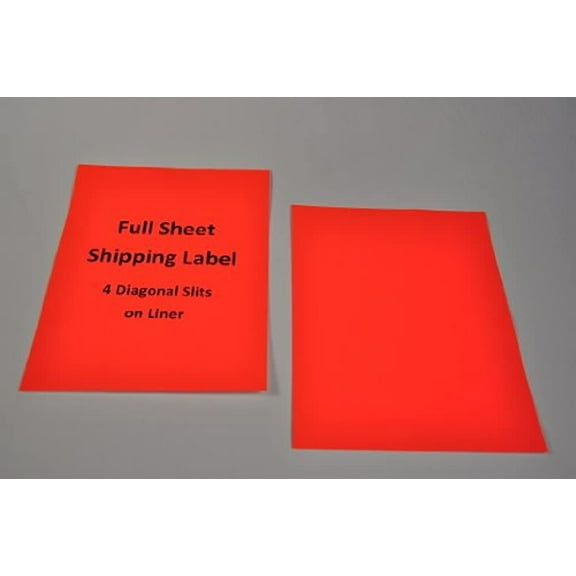 Compulabel Fluorescent Red Full Sheet Labels for Laser Printers, 8 1/2 inch x 11 inch, Permanent Adhesive, 1 Per Sheet, 100 Sheets per Carton