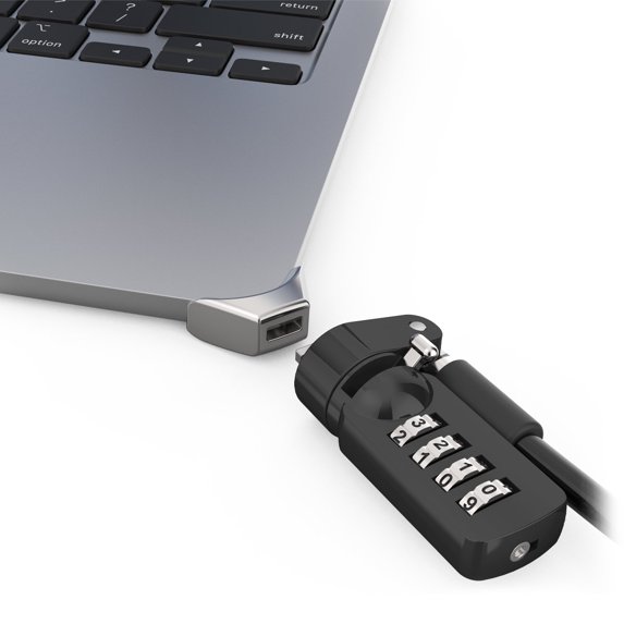 Ledge Lock Adapter for MacBook Air 15" M2-M4 with Combination Cable Lock Silver