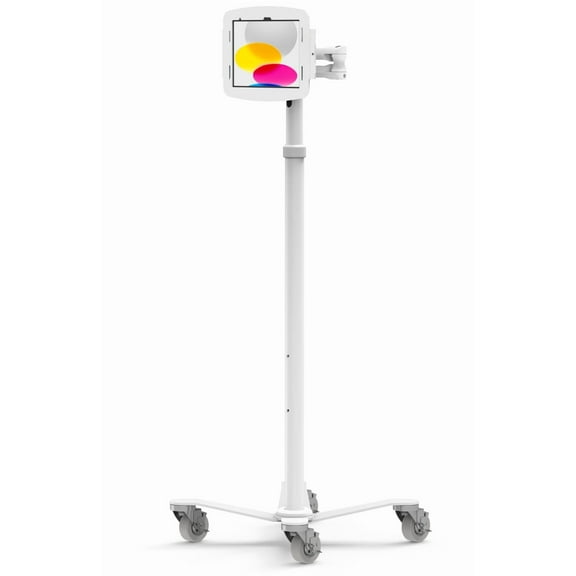 iPad 10th-11th (A16) Gen Space Enclosure Medical Rolling Cart Extended White