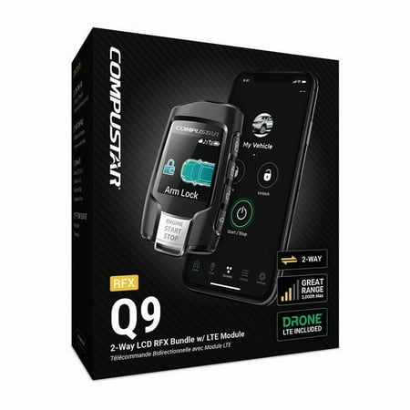 Compustar - Q9 2-Way LCD RFX Bundle with LTE Module Remote Upgrade Kit - Black