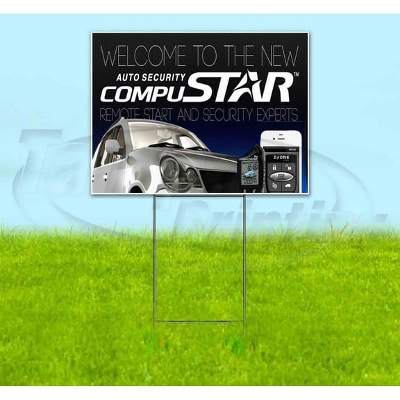 Compustar Remote Start (18" x 24") Yard Sign, Includes Metal Step Stake