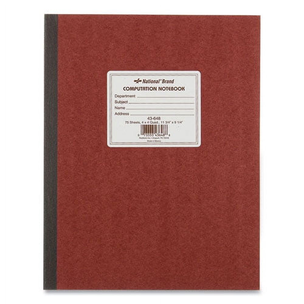 Computation Notebook, Quadrille Rule, Brown Cover, 11.75 X 9.25, 75 Sheets | Bundle of 2 Each