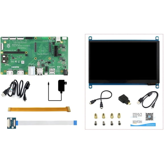 Compute Module 4 Development Kit with Official IO Board and 7inch Touchscreen (6 Items)
