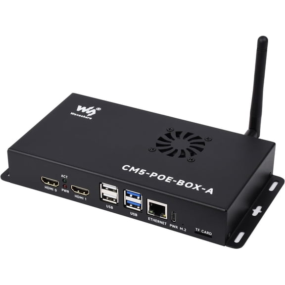 Compute Module 5 IO Board+Case, Compatible with All Variants of CM5, with PoE Feature, Bundle with Board+ Case+Power Supply
