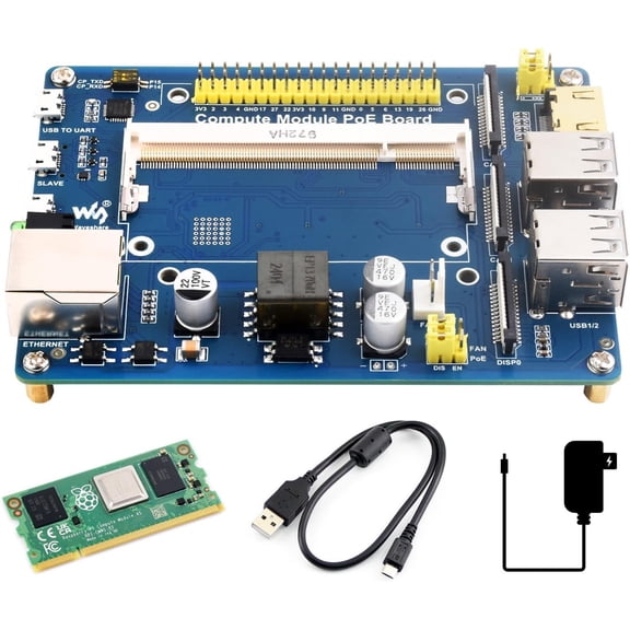 Compute Module IO Board with PoE Feature, Composite Breakout Board, Compatible with CM4S / CM3 / CM3L / CM3+ / CM3+L, Comes with an Official Compute Module 4S