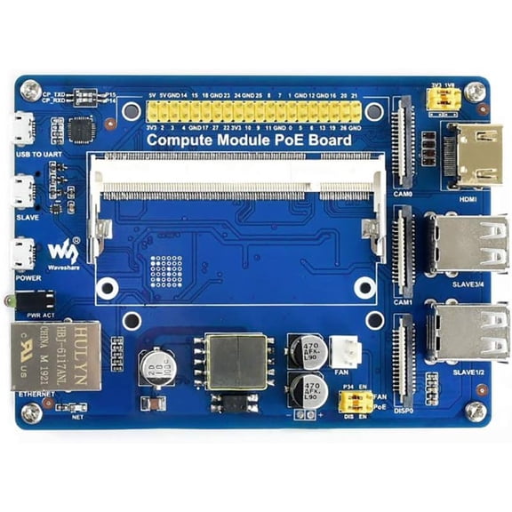 Compute Module IO Board with PoE Feature Composite Breakout Board for Developing with Pi CM3 / CM3L / CM3+ / CM3+L with GPIO Header for Sorts of Hats