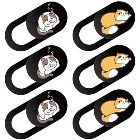 Computer 6Pcs Cat Pattern Self Adhesive Webcam Cover Phone Camera Blocker Camera Slider