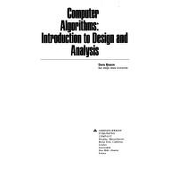 Pre-Owned Computer Algorithms: Introduction to Design & Analysis (Hardcover) 0201003279 9780201003277