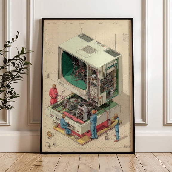 Computer Blueprint Technical Schematic Poster Home Decor Office Wall Art Living Room Decor, Paper Poster Only