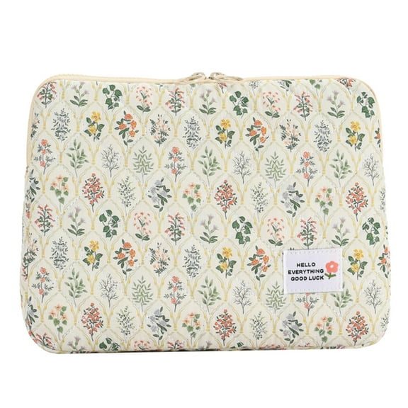 Computer Carrying Case Bag Soft Padded Sleeve For 13in Notebook Decor Bag (Green Flower)