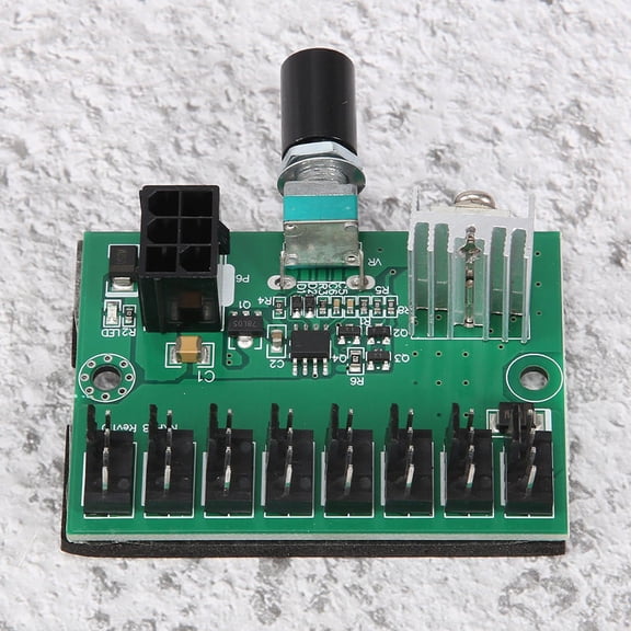 Computer Case 12V Miner Fan Speed Controller 8-Channel Fan Hub PWM High-Power Violent Fan Controller Regulating Governor,1 x Fan Speed Controller,green